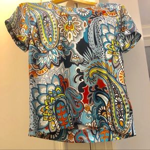 J crew paisley print short sleeve top